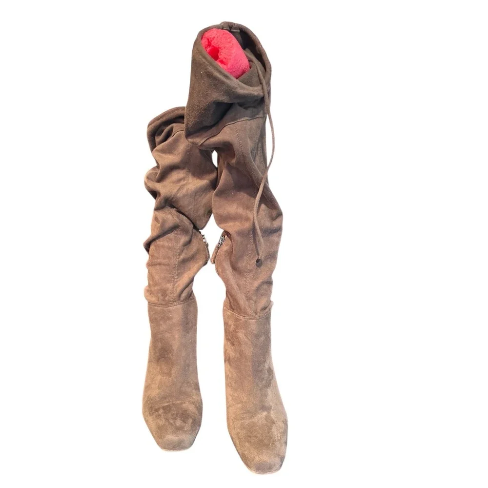 Franco Sarto Persis Tall Sock Boots Shoes Size 8.5 Brown Fabric‎ boho festival
